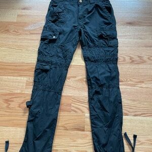 AKOO Brand Black Cargo Pants Men’s 32 Utility Multi-Pocket Streetwear